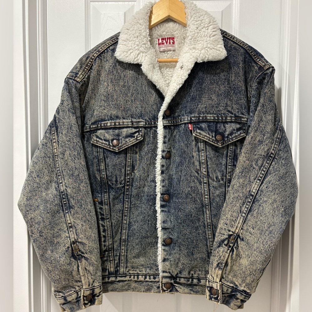 Vintage Levi's Men's Denim Sherpa Jacket 90s Made In USA